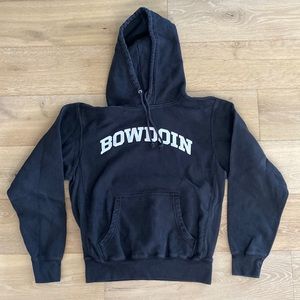 Bowdoin black hoodie sweatshirt with logo